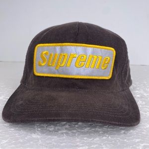 Supreme SnapBack Dark Gray Brown Tint Corduroy 6 Panel Made in USA Very Rare